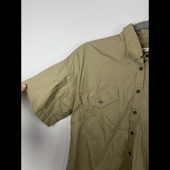 Madewell Shirt Women S Green Tie Front Embroidered Floral Short Sleeve Button Up - Picture 3 of 8